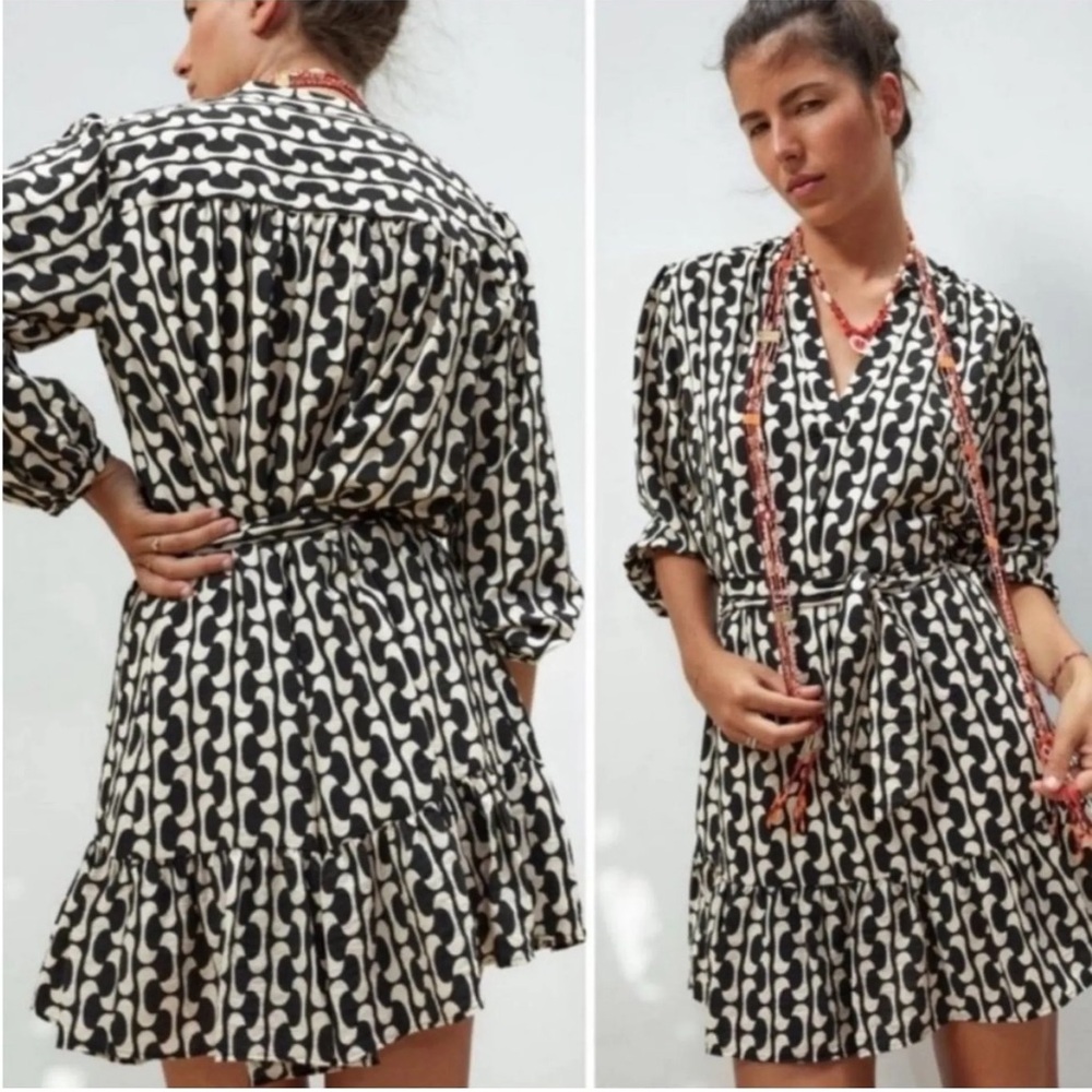 Zara Patterned Belt Dress